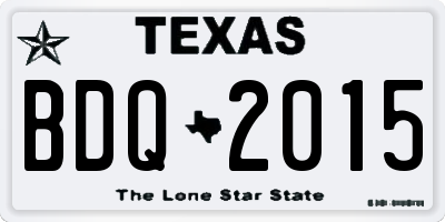 TX license plate BDQ2015