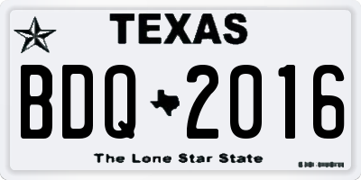 TX license plate BDQ2016