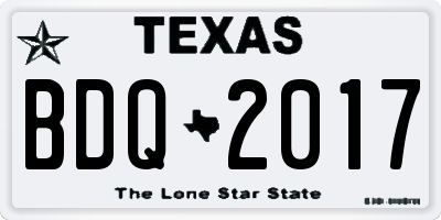 TX license plate BDQ2017