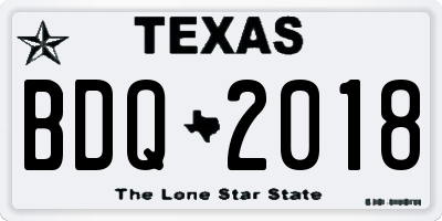 TX license plate BDQ2018