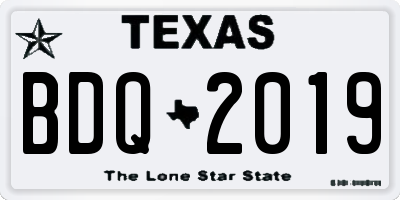 TX license plate BDQ2019