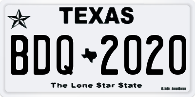 TX license plate BDQ2020