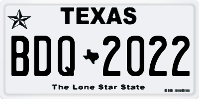 TX license plate BDQ2022