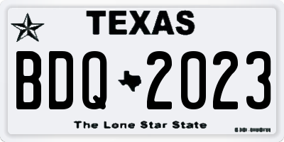 TX license plate BDQ2023
