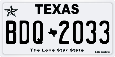 TX license plate BDQ2033
