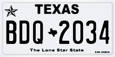 TX license plate BDQ2034