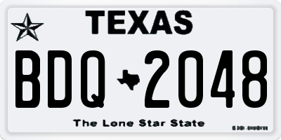 TX license plate BDQ2048