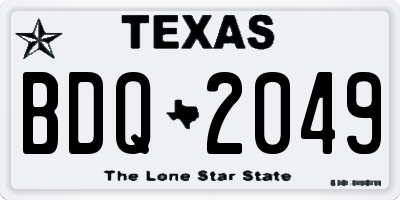 TX license plate BDQ2049