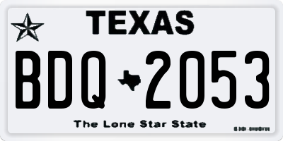 TX license plate BDQ2053