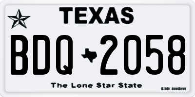 TX license plate BDQ2058