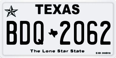 TX license plate BDQ2062