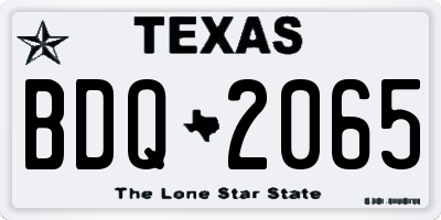 TX license plate BDQ2065