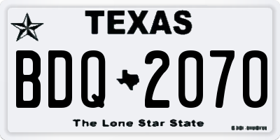 TX license plate BDQ2070