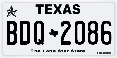 TX license plate BDQ2086
