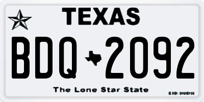 TX license plate BDQ2092