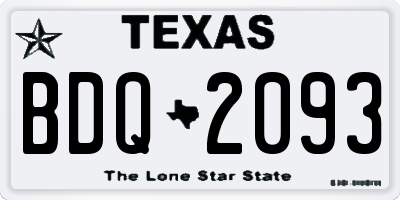 TX license plate BDQ2093