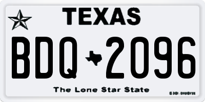 TX license plate BDQ2096