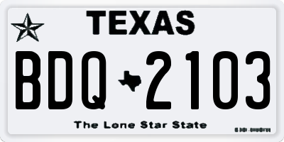 TX license plate BDQ2103