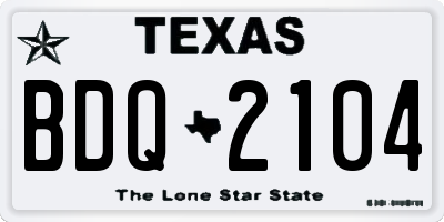TX license plate BDQ2104