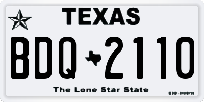 TX license plate BDQ2110