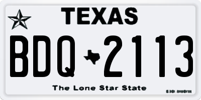 TX license plate BDQ2113
