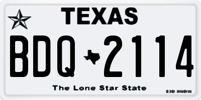 TX license plate BDQ2114
