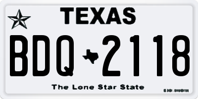 TX license plate BDQ2118