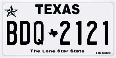 TX license plate BDQ2121