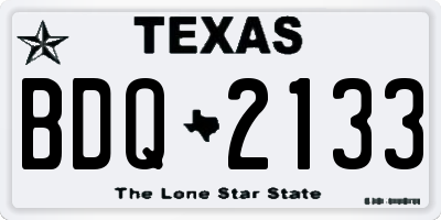 TX license plate BDQ2133