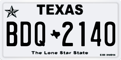 TX license plate BDQ2140