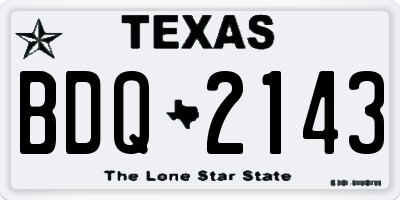 TX license plate BDQ2143