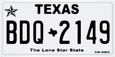 TX license plate BDQ2149