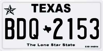 TX license plate BDQ2153