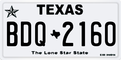TX license plate BDQ2160