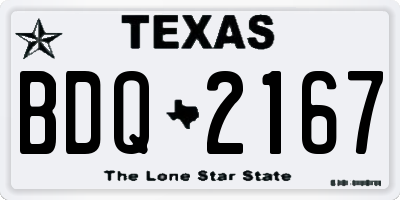 TX license plate BDQ2167