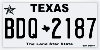 TX license plate BDQ2187