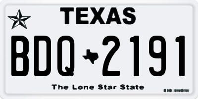TX license plate BDQ2191