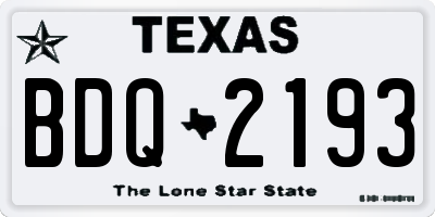 TX license plate BDQ2193