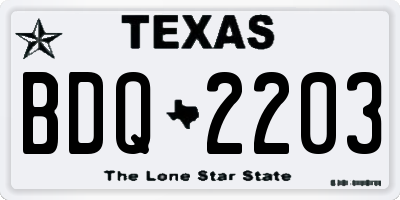 TX license plate BDQ2203