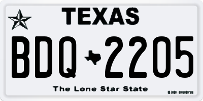TX license plate BDQ2205