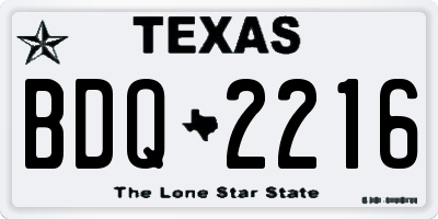 TX license plate BDQ2216