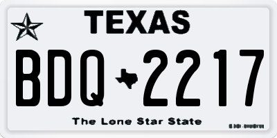 TX license plate BDQ2217