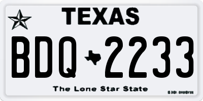 TX license plate BDQ2233
