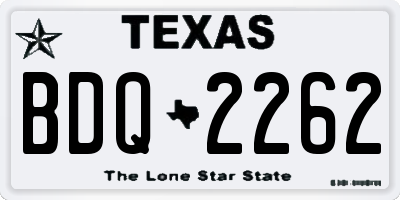 TX license plate BDQ2262
