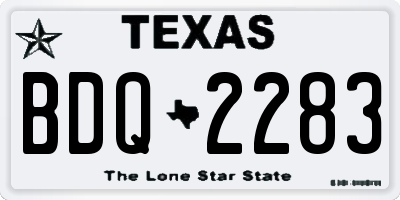 TX license plate BDQ2283
