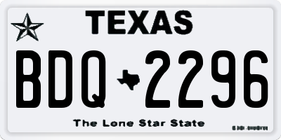 TX license plate BDQ2296