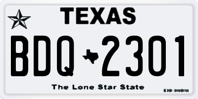 TX license plate BDQ2301