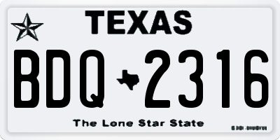 TX license plate BDQ2316