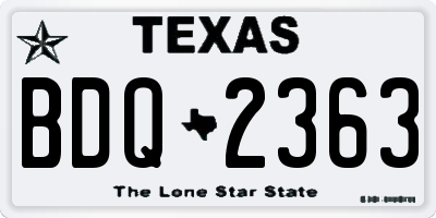 TX license plate BDQ2363