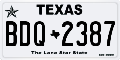TX license plate BDQ2387
